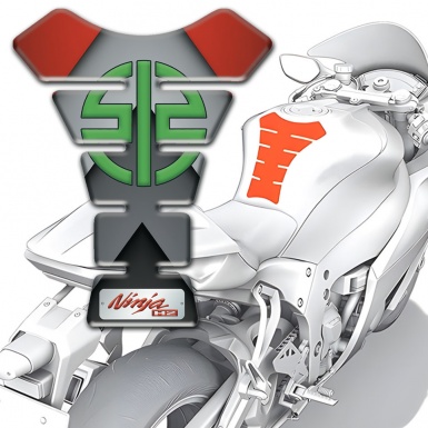 Kawasaki Tank Guard Pads Gray Red Details Style 