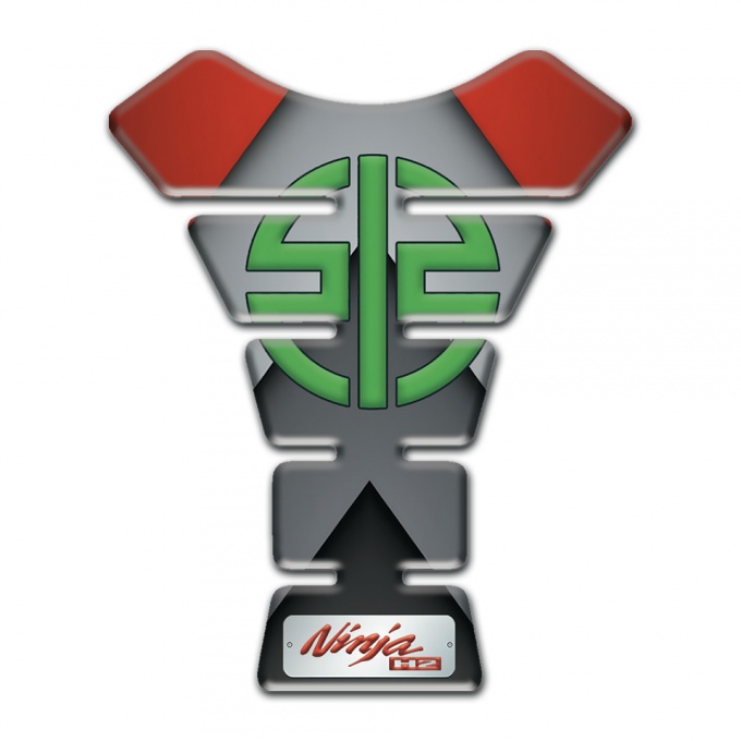 Kawasaki Tank Guard Pads Gray Red Details Style 