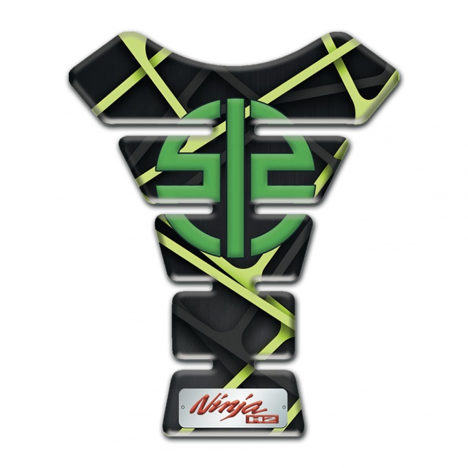 Kawasaki Tank Fuse Dark with Green Lines Design 