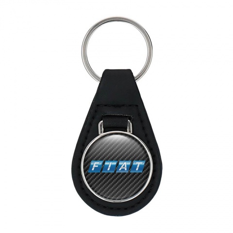 Fiat Key Fob Leather Dark Carbon Blue Classic