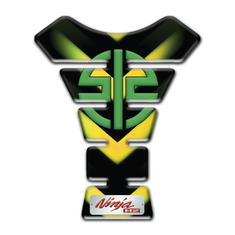 Kawasaki Tank Pad Protector Green Yerrllow Lights Design and Stylish Logo 