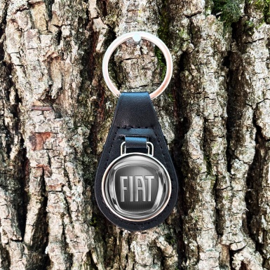 Fiat Keychain Leather Chrome Graphite Design