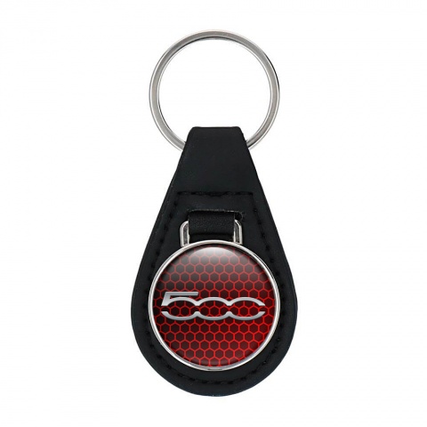 Fiat 500 Keyring Holder Leather Red Honeycomb Edition