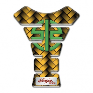 Kawasaki Tank Pad Protector Yellow Braid Effect Base green Logo 