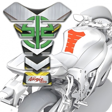 Kawasaki Tank Fuse Silver Yellow Decoration Ninja H2 type 