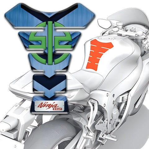 Kawasaki Tank Guard Pads Navy Blue Details Design Ninja H2 Style 