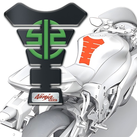 Kawasaki Tank Pad Motorbike Graphite Effect Base Green Logo 