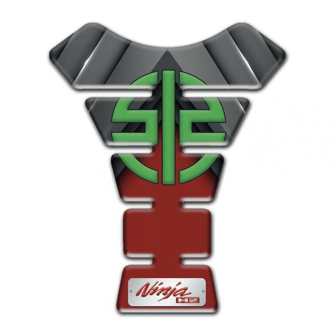 Kawasaki Tank Pad Motorbike Gray Red Style Base Green Logo 