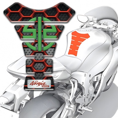 Kawasaki Tank Protector Hexagons Details Green Logo 