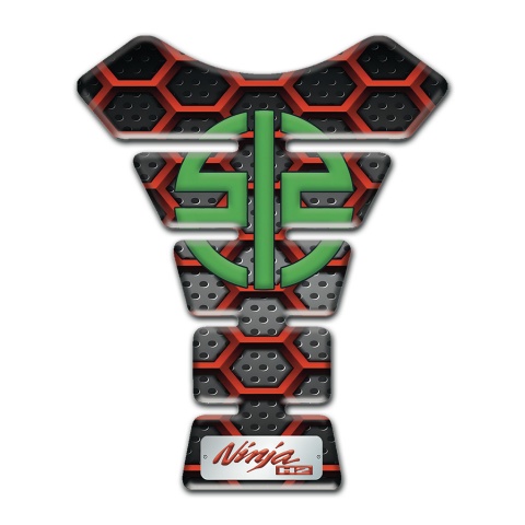 Kawasaki Tank Protector Hexagons Details Green Logo 