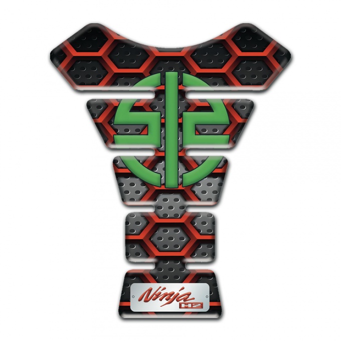 Kawasaki Tank Protector Hexagons Details Green Logo 
