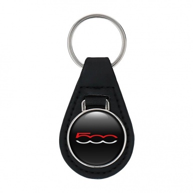 Fiat 500 Key Fob Leather Black Red White Edition