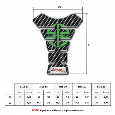 Kawasaki Tank Pad Motorbike dark carbon Base Green Symbol Logo 