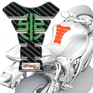 Kawasaki Tank Protector Black carbon With Green Symbol Logo 