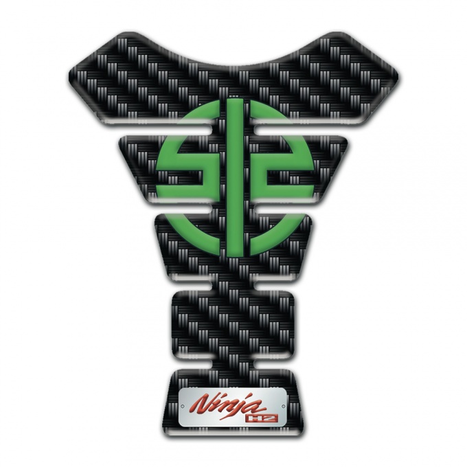 Kawasaki Tank Protector Black carbon With Green Symbol Logo 