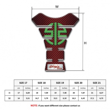 Kawasaki Tank Fuse Red carbon Design Green Symbol Logo 