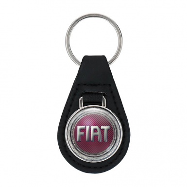 Fiat Keyring Holder Leather Silver Lining Red Design