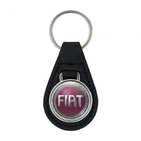 Fiat Keyring Holder Leather Silver Lining Red Design
