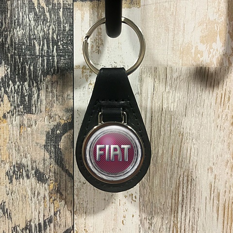 Fiat Keyring Holder Leather Silver Lining Red Design