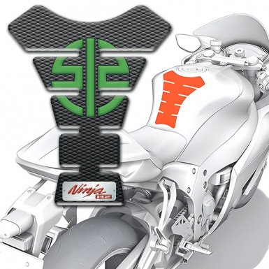 Kawasaki Tank Guard Pads Stylish Dark Design with Green Symbol Logo 