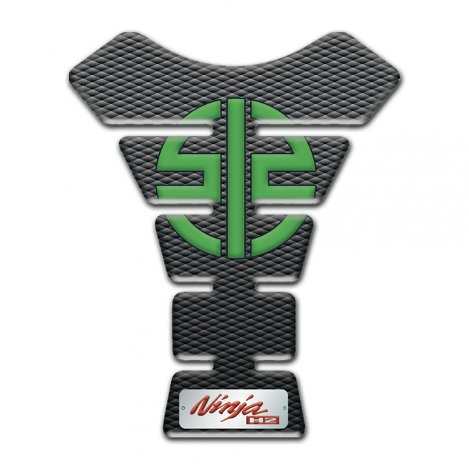 Kawasaki Tank Guard Pads Stylish Dark Design with Green Symbol Logo 