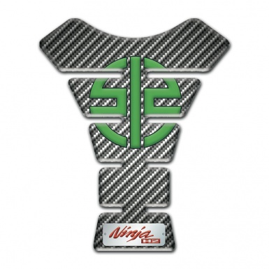 Kawasaki Tank Pad Protector Classic Carbon Design with Green Symbol Logo 