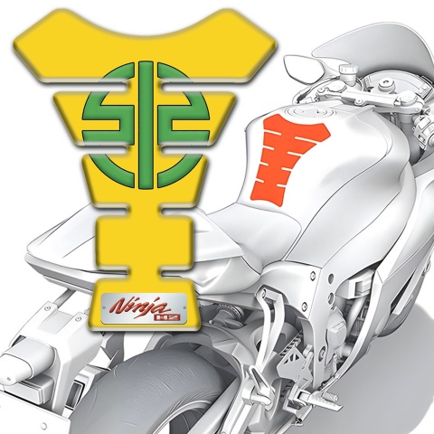 Kawasaki Tank Guard Pads Yellow Print Green Symbol Logo 