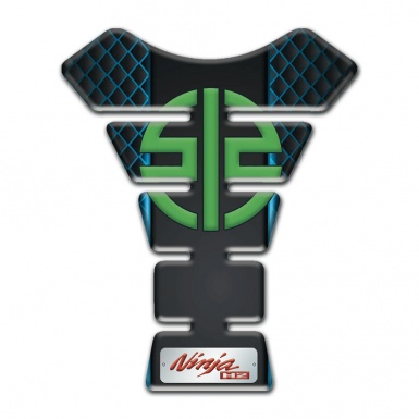 Kawasaki Tank Guard Pads Blue Mesh Base Green Logo Symbol