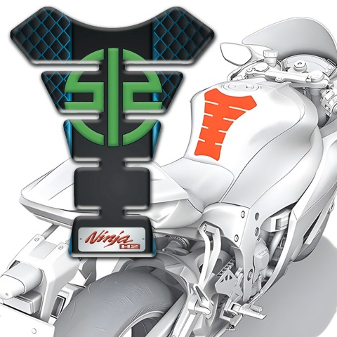 Kawasaki Tank Guard Pads Blue Mesh Base Green Logo Symbol