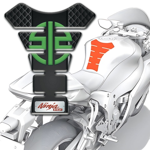 Kawasaki Tank Pad Protector dark Mesh Base Green Logo Symbol