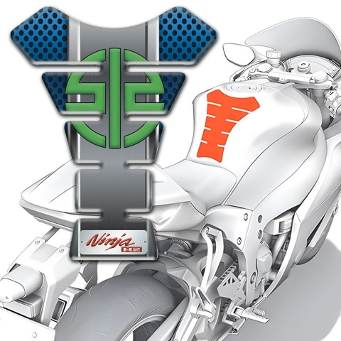 Kawasaki Tank Fuse Blue Perforated Surface Green Logo Symbol
