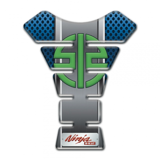 Kawasaki Tank Fuse Blue Perforated Surface Green Logo Symbol