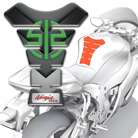 Kawasaki Tank Guard Pads V Shape Details Gray Nuance Design 