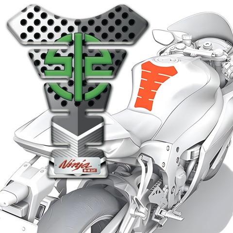 Kawasaki Tank Pad Protector Holes base Effect Green Logo Symbol
