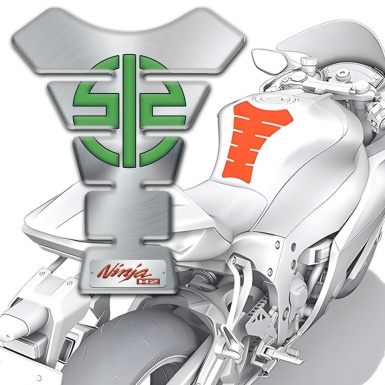 Kawasaki Tank Pad Motorbike Silver Ninja H2 Design 