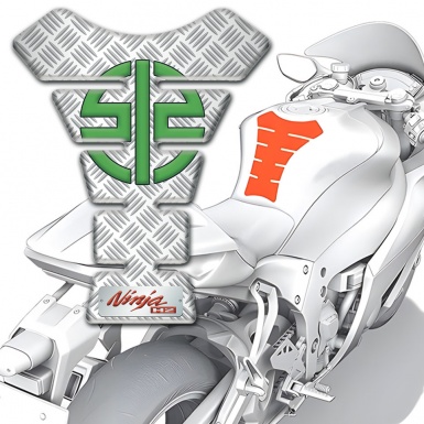 Kawasaki Tank Guard Pads Crossed Elements Design Green Logo Symbol