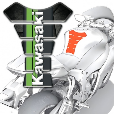 Kawasaki Tank Guard Pads Mixed Dark Colors base and Vertical White Logo 