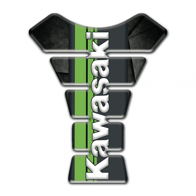 Kawasaki Tank Guard Pads Mixed Dark Colors base and Vertical White Logo 