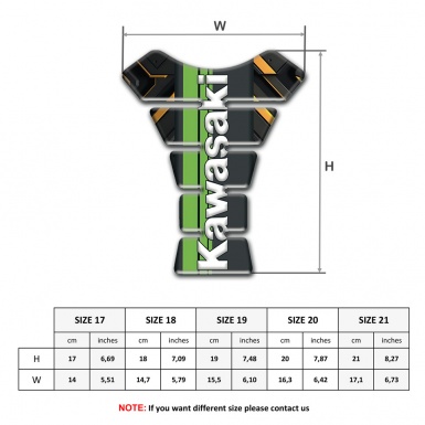 Kawasaki Tank Pad Motorbike Stylish Design with White Vertical Logo 