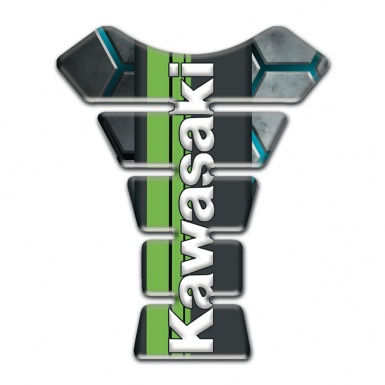 Kawasaki Tank Protector Gray Hexagons Base with Green Black logo Panel 
