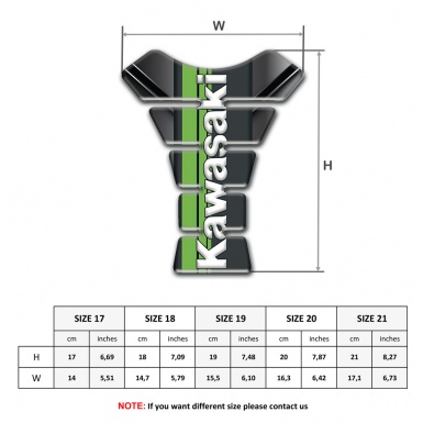Kawasaki Tank Pad Protector Stylish Model with Vertical White Logo 