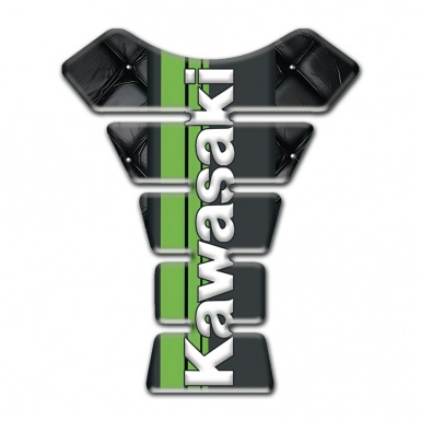 Kawasaki Tank Protector Black Leather Base effect green Tape Logo Style 