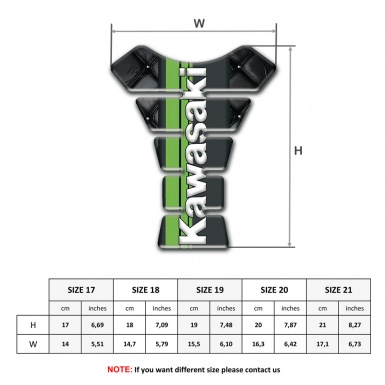 Kawasaki Tank Protector Black Leather Base effect green Tape Logo Style 