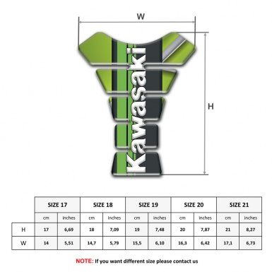 Kawasaki Tank Pad Motorbike Fresh Green base Vertical Logo Style 