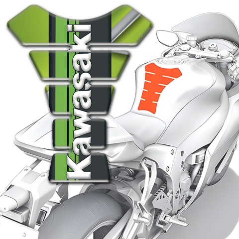 Kawasaki Tank Pad Motorbike Fresh Green base Vertical Logo Style 