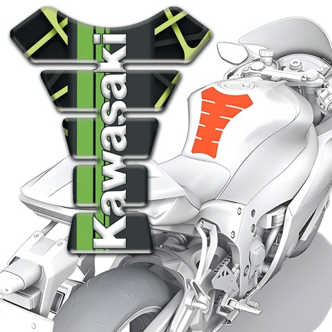 Kawasaki  Tank Protector Silicone Sticker Racing Edition Vertical Logo Style 
