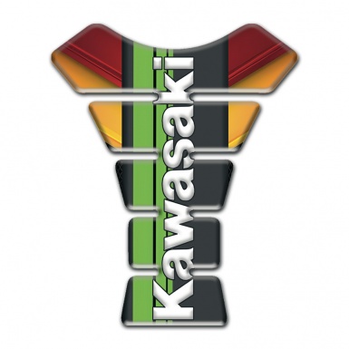 Kawasaki Tank Protector Red Yellow Base with Black Green Logo Panel 