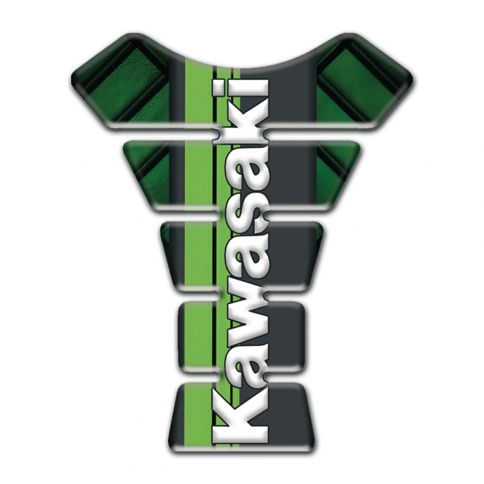 Kawasaki Tank Guard Pads dark Green Parts Design Vertical Logo Style 