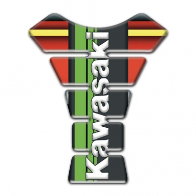 Kawasaki Tank Pad Motorbike Multicolored Background with White Vertical logo 