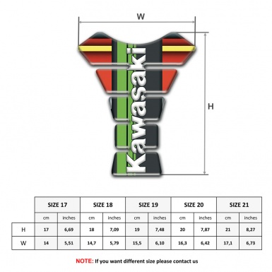 Kawasaki Tank Pad Motorbike Multicolored Background with White Vertical logo 
